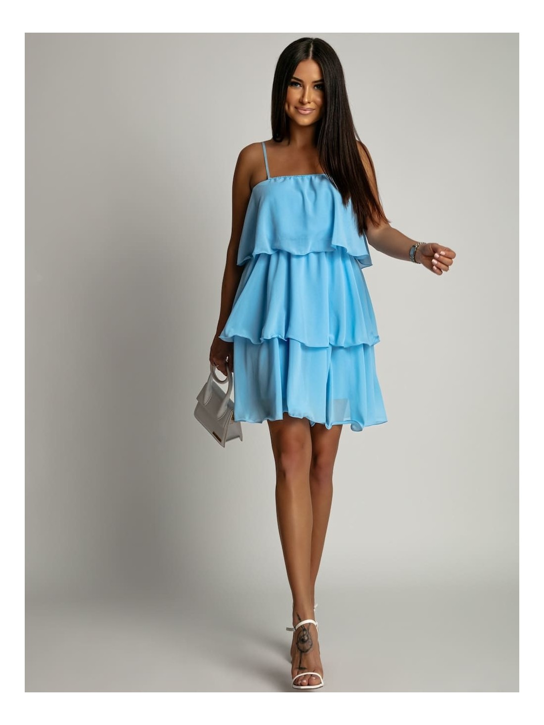  Summer dress with ruffles, blue 5062